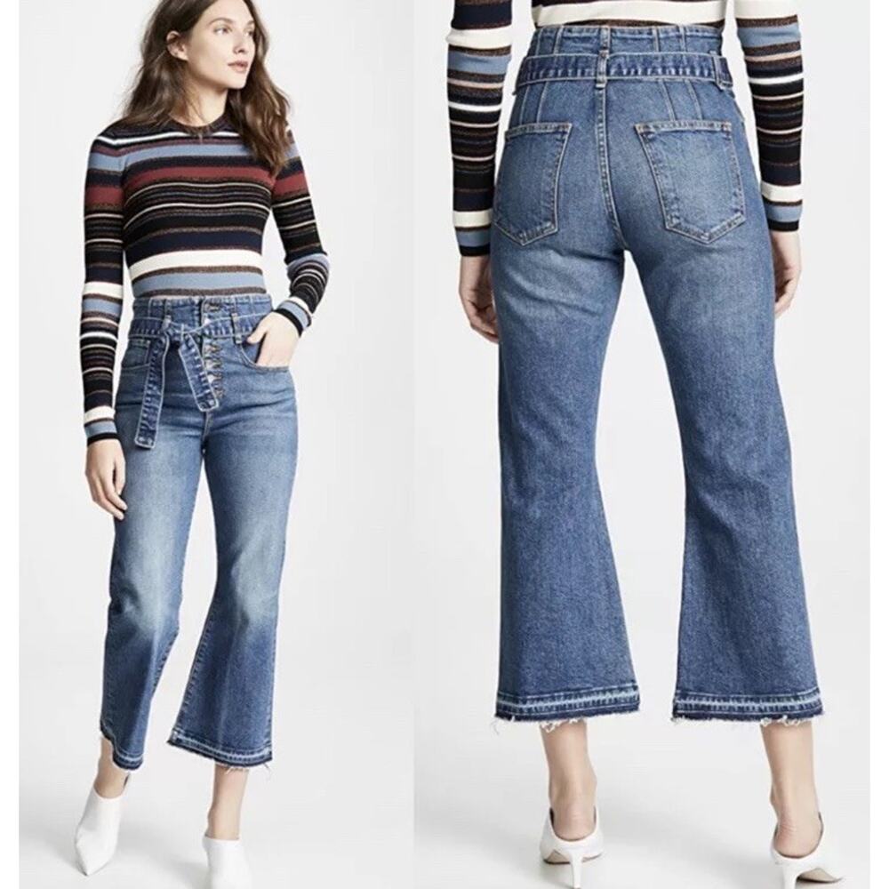 Marlene Corset Straight-Leg Cropped Jeans by Veronica Beard Size 27